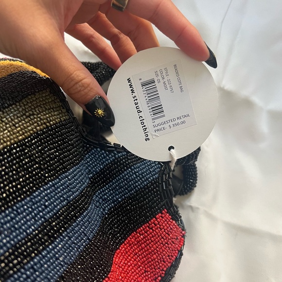 STAUD BEADED COTE BAG NEW WITH TAGS LIMITED COLORWAY - Picture 2 of 7